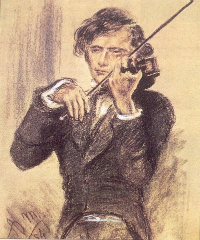 Chalk Drawing of Joseph Joachim by Adolph Menzel